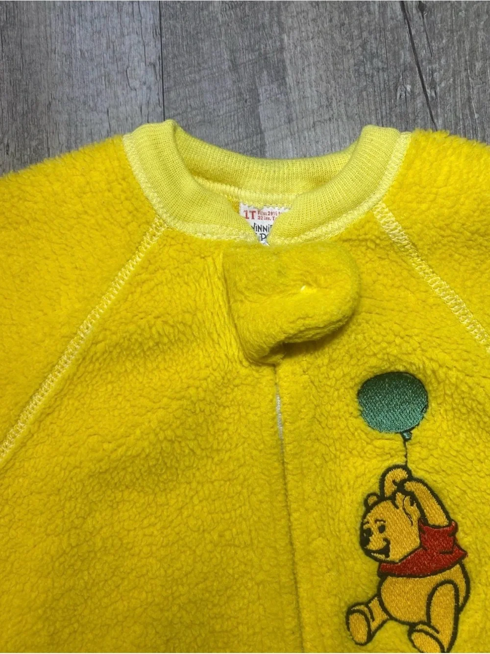 Vintage Disney Winnie The Pooh Fleece Footed Yellow Pajamas Size 1T